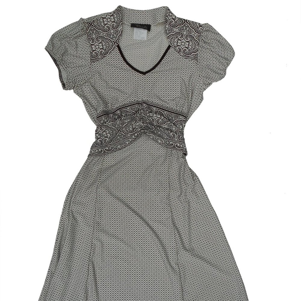 Ladies Dress by Bali, Brown & White, Self Tie Back